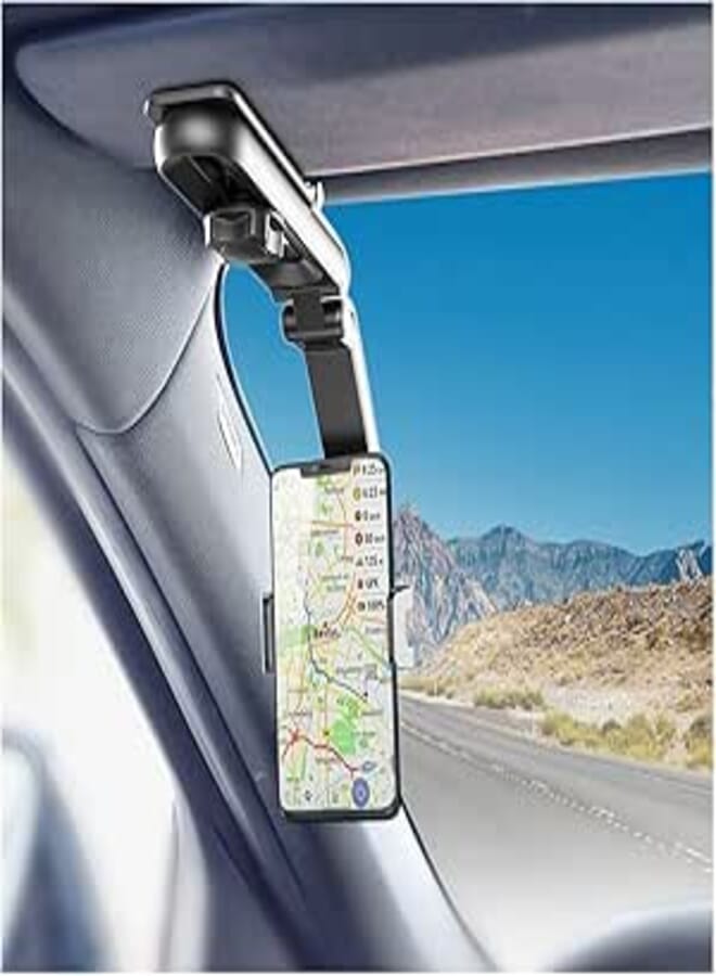 MAKINGTEC Cell Phone Holder for Car, Car Cellphone Mount Clip, 360°Rotatable Phone Holder for Car Sun Visor, Universal for iPhone 13/12 Pro, for Samsung, More Devices, Car Accessories (Black)